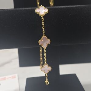 Gold and Light Pink Clover Bracelet